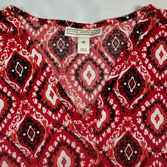 Dana Buchman Red and Black Geometric Sleeveless Blouse - Picture 2 of 6